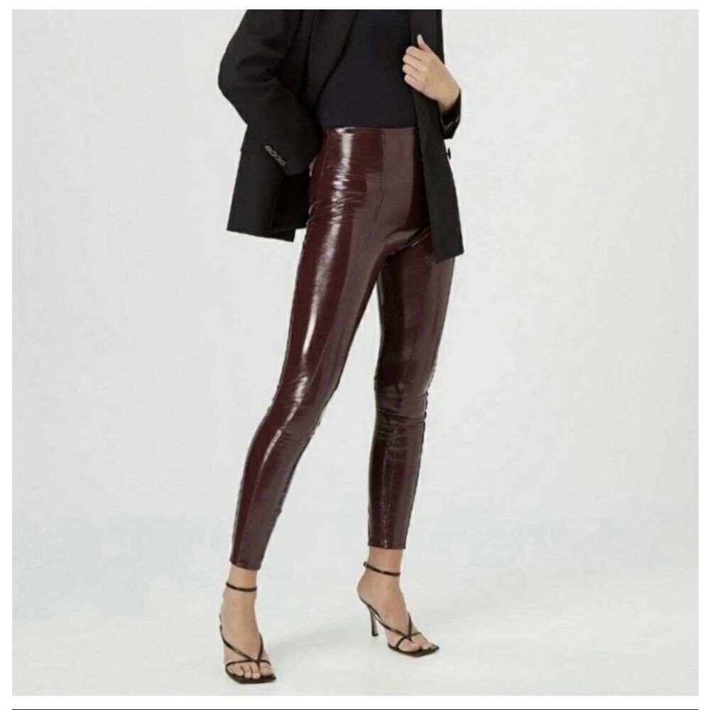 NWT Spanx Faux Leather High-Rise Leggings Size Small – Burgundy